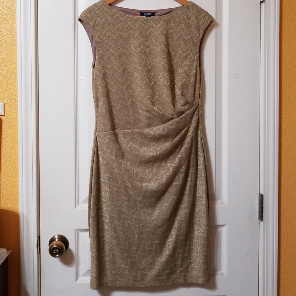 Chaps Shimmer Gold Dress Size 12